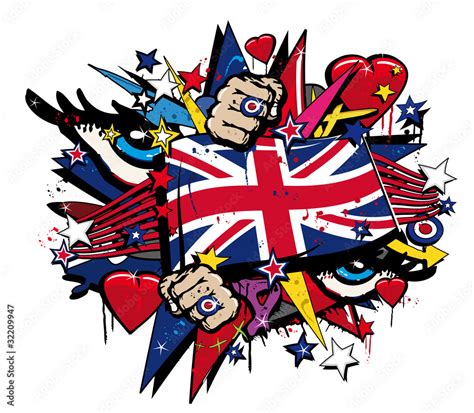 Graffiti UK flag pop art illustration Stock Illustration | Adobe Stock