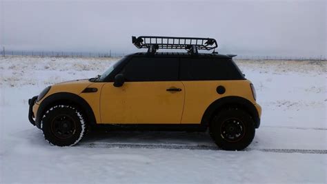 bigfiero's Mini R56 2" lift kit from Coopercrap.com 15" bassett DOT wheels -25 offset 215/60/15 ...