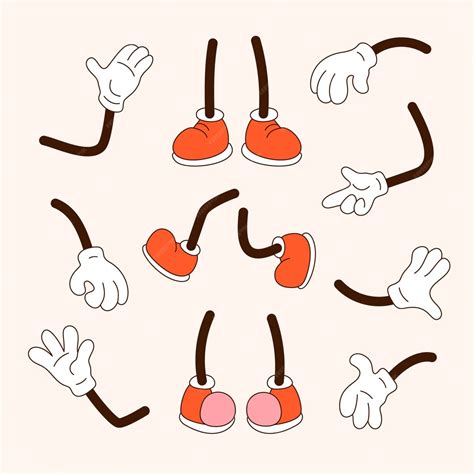 Free Vector | Hand drawn retro cartoon hand and feet illustration