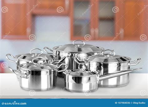 Stainless Steel Pots and Pans Stock Photo - Image of empty, kitchenware: 107984036