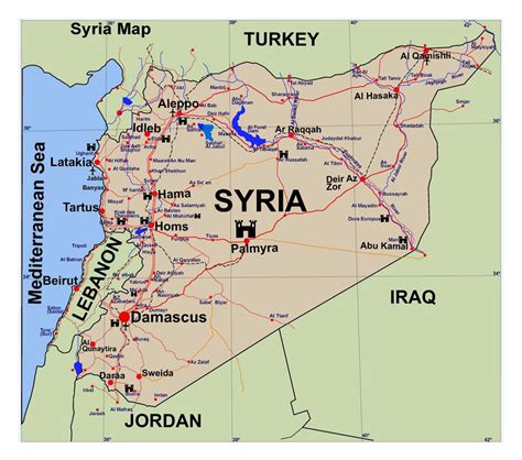 Detailed tourist map of Syria | Syria | Asia | Mapsland | Maps of the World