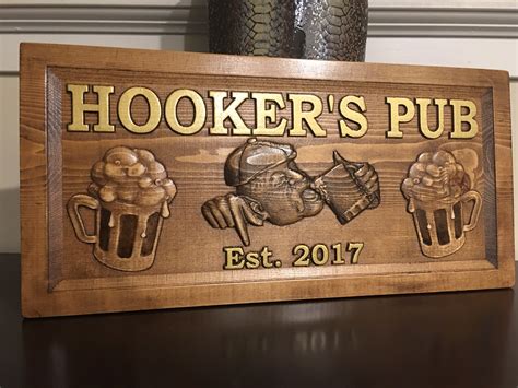 Wood Carved Personalized Bar Sign or Pub Sign, Man Drinking Beer - AJ ...