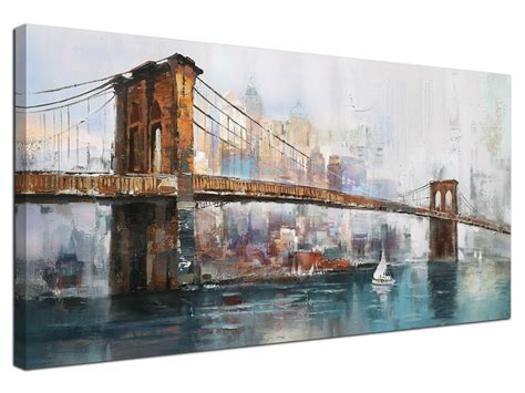 Acocifi Brooklyn Bridge Wall Art New York Abstract Canvas Cityscape ...