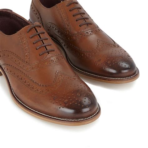 Mens Gatsby Leather Brogue Shoes - Chestnut - London Brogues