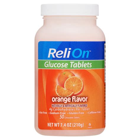 ReliOn Glucose Tablets, Orange Flavor, 50 Count - Walmart.com