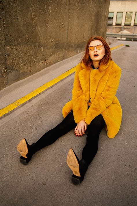 Yellow Faux Fur Coat - Hannah Louise Fashion