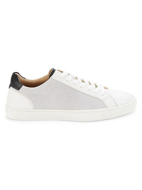 Steve Madden Textured Trim Leather Sneakers in White for Men | Lyst