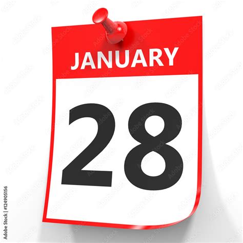 January 28. Calendar on white background. Stock Illustration | Adobe Stock