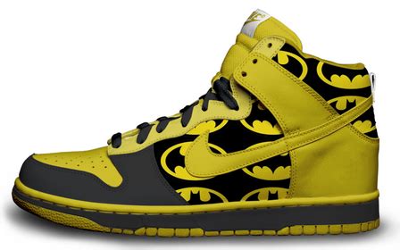 Nike Dunks Custom Design Sneakers : Yellow Nike Dunk Batman Dunks High ...