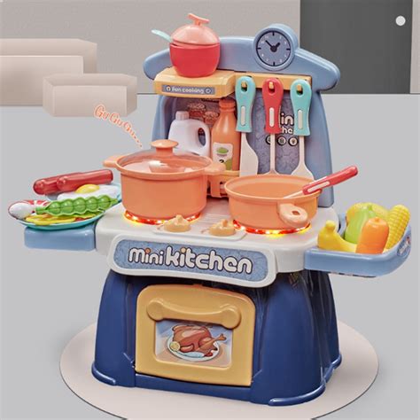 Kitchen Playset Pretend Play Kitchen Toys Chef Cooking Set With 26Pcs ...