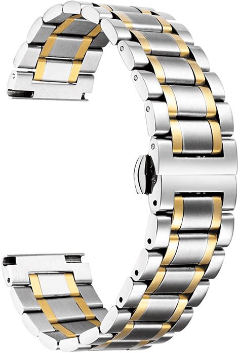 Stainless Steel Watch Bands with Straight & Curved End 5 Color(Gold ...