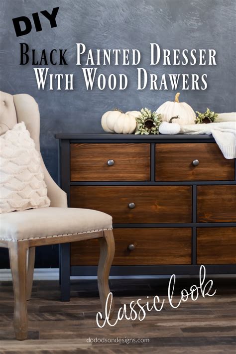 DIY Black Painted Dresser With Wood Drawers - Do Dodson Designs