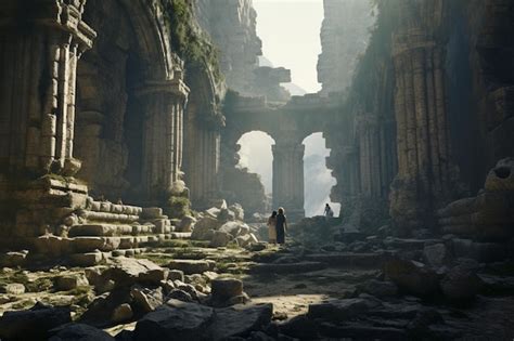 Premium AI Image | Photograph of people exploring ancient ruins