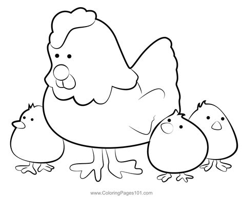 Cute Chicken Family Coloring Page for Kids - Free Chickens Printable Coloring Pages Online for ...