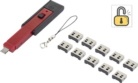 Renkforce RF-4463016 USB port lock 10-piece set incl. 1 key Black, Red ...