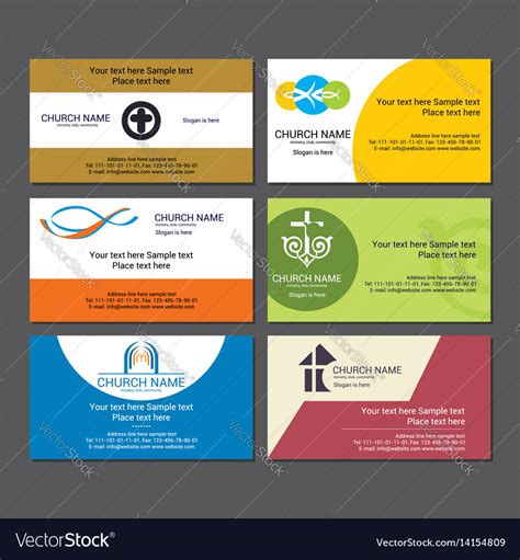 Set christian business cards for the church Vector Image