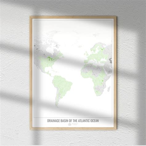 Atlantic Ocean - Drainage basin map, white v1 - Photo Art Print ...