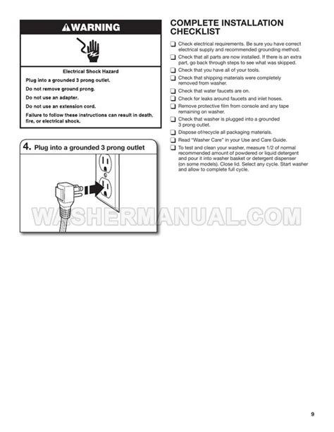 Maytag MVWP575GW Washing Machine Installation Instructions