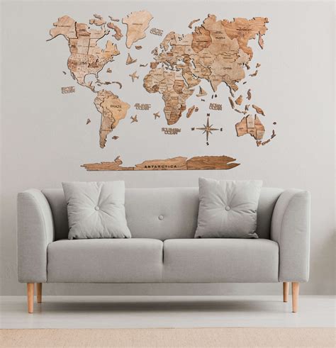 3D Wooden World Map Light | Wood Map for Your Home