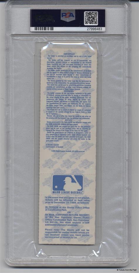 1989 World Series Ticket Game 3 (Earthquake Game) PSA 6 - Tickets From ...