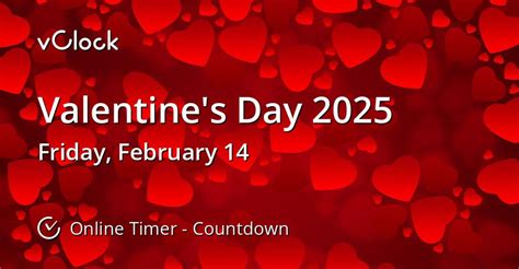 When is Valentine's Day 2025 - Countdown Timer Online - vClock