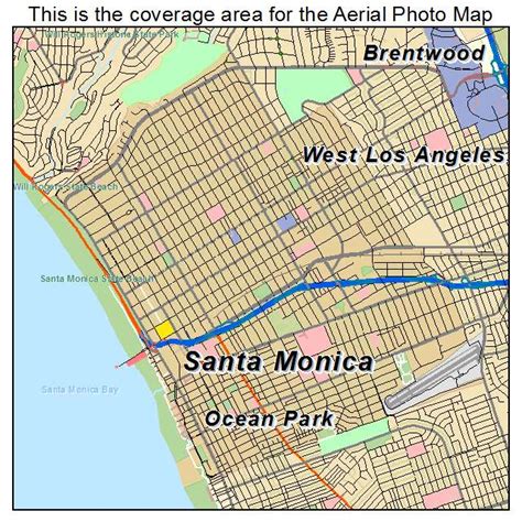 Aerial Photography Map of Santa Monica, CA California