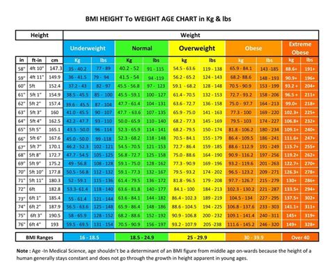 BMI height to weight age chart for male & Female | Hight and weight chart, Ideal weight chart ...