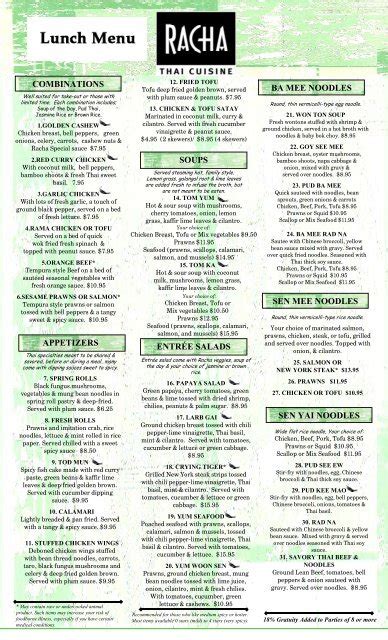 Print Menu - Racha Thai Cuisine | Woodinville