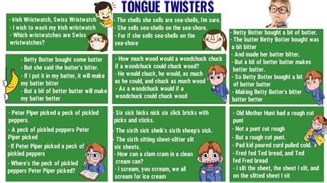 Tongue Twisters: 65 Popular Tongue Twisters to Improve Your ...