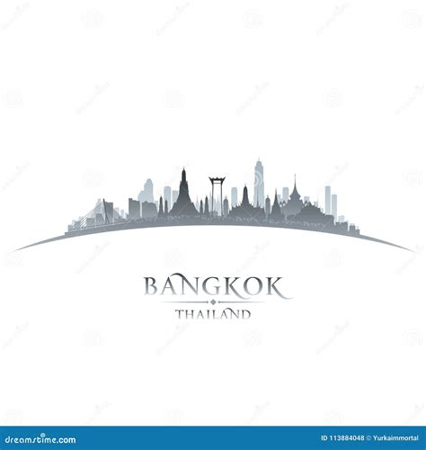 Bangkok Thailand City Skyline Silhouette White Background Stock Vector - Illustration of ...