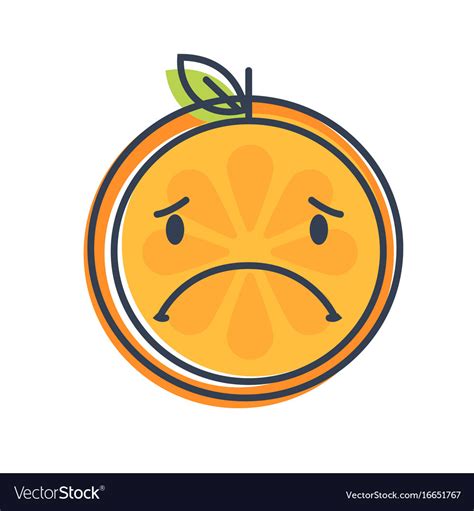 Emoji - sad orange feeling like crying isolated Vector Image