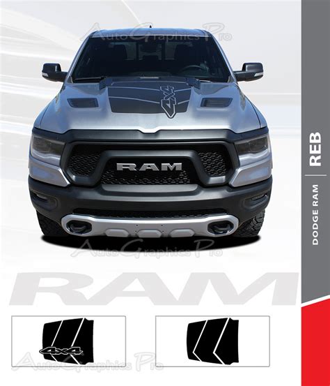 2019 2020 2021 2022 Dodge Ram Rebel And Ram 1500 Hood Decals REB Vinyl Graphics Kit ...