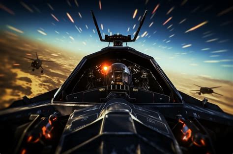 Premium AI Image | Fighter jet cockpit view during a rapid descent em ...