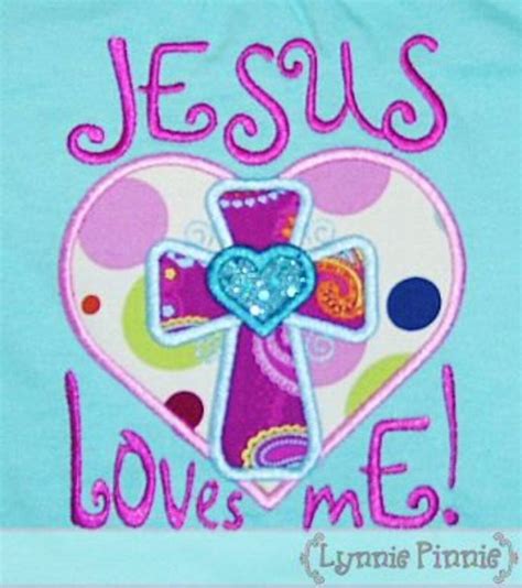 JESUS Loves Me Heart Cross Applique 4x4 5x7 6x10 Machine - Etsy