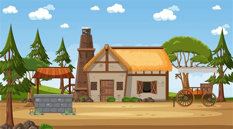 Medieval town scene with villagers 6349300 Vector Art at Vecteezy