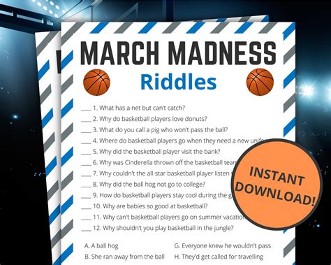 March Madness Riddles Printable March Madness Game for Kids - Etsy