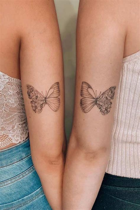 61 Pretty Butterfly Tattoo Designs and Placement Ideas - StayGlam | Tatuajes que hacen juego ...