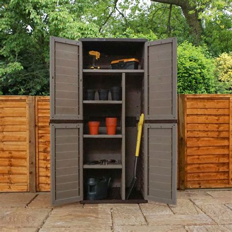 Garden Storage Box 540L Outdoor Waterproof 4 Shelf Plastic Utility ...