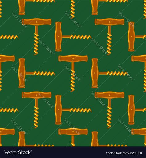 Retro wood corkscrew icon seamless pattern Vector Image