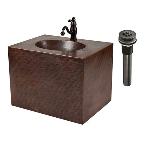 Premier Copper Products 24 in. Wall Mount Copper Vanity with Built-In ...