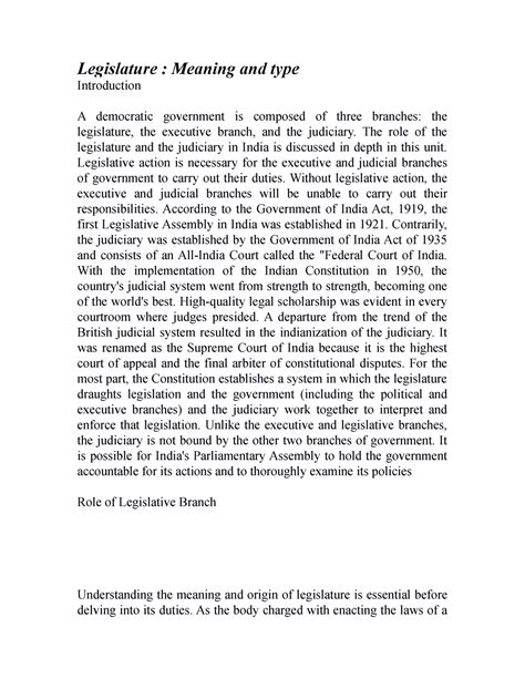 Legislature Meaning and type - Legislature : Meaning and type ...