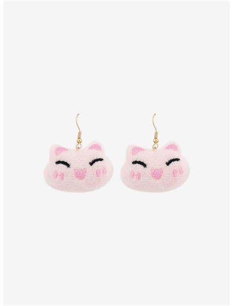 Sweet Society Pink Kitty Plush Earrings | Hot Topic