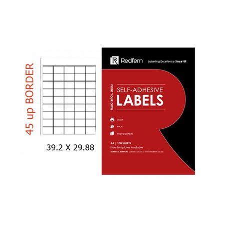 Redfern 45 UP 39.2mm x 29.88mm A4 Self Adhesive Laser Jet Labels – 100 ...