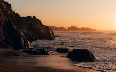 Beach Reef Sunset Sunshine Monterey CA USA 5K Preview | 10wallpaper.com