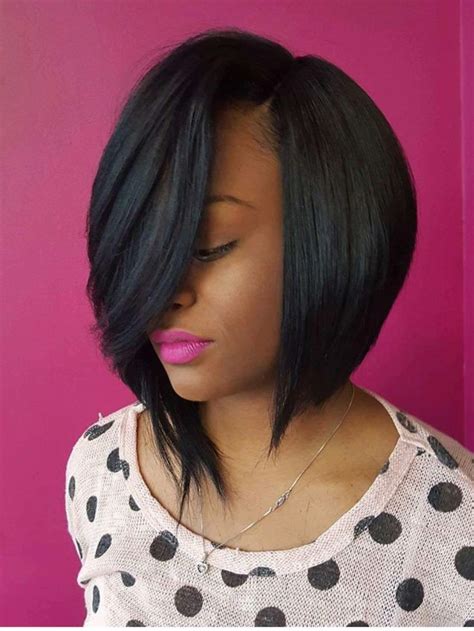 stylish Deep Side Part Black Bob Hairstyles 2019 on Stylevore