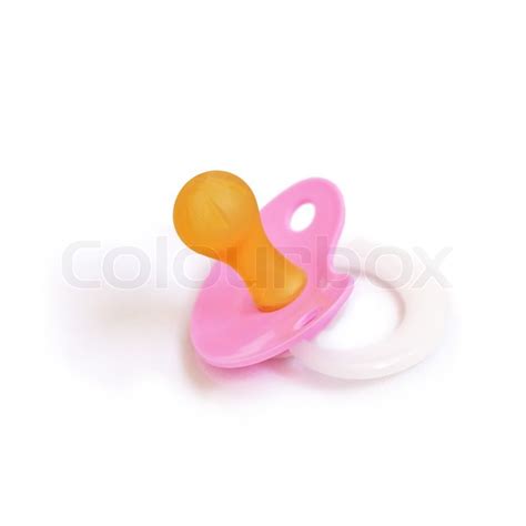 Pink baby dummy isolated on white | Stock image | Colourbox