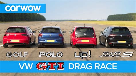 VW Golf GTI v Polo GTI v Golf Clubsport S v Up! GTI - DRAG & ROLLING ...