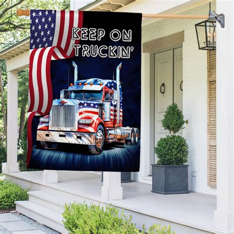 Truck Trucker American Flag Keep On Truckin' MLN1448F - Flagwix