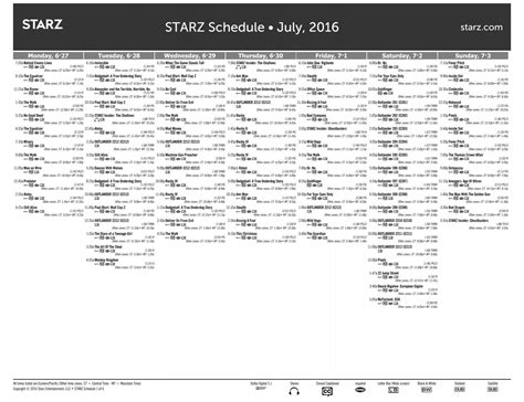 STARZ Schedule • July 2016