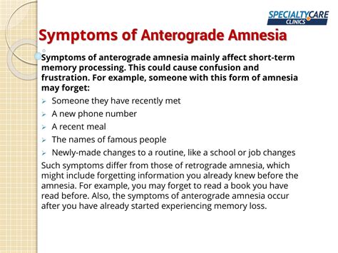 PPT - Anterograde Amnesia - Symptoms, Causes, and Treatment PowerPoint ...